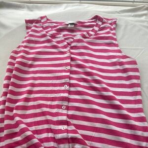 Pink and white stripe tank with front tie